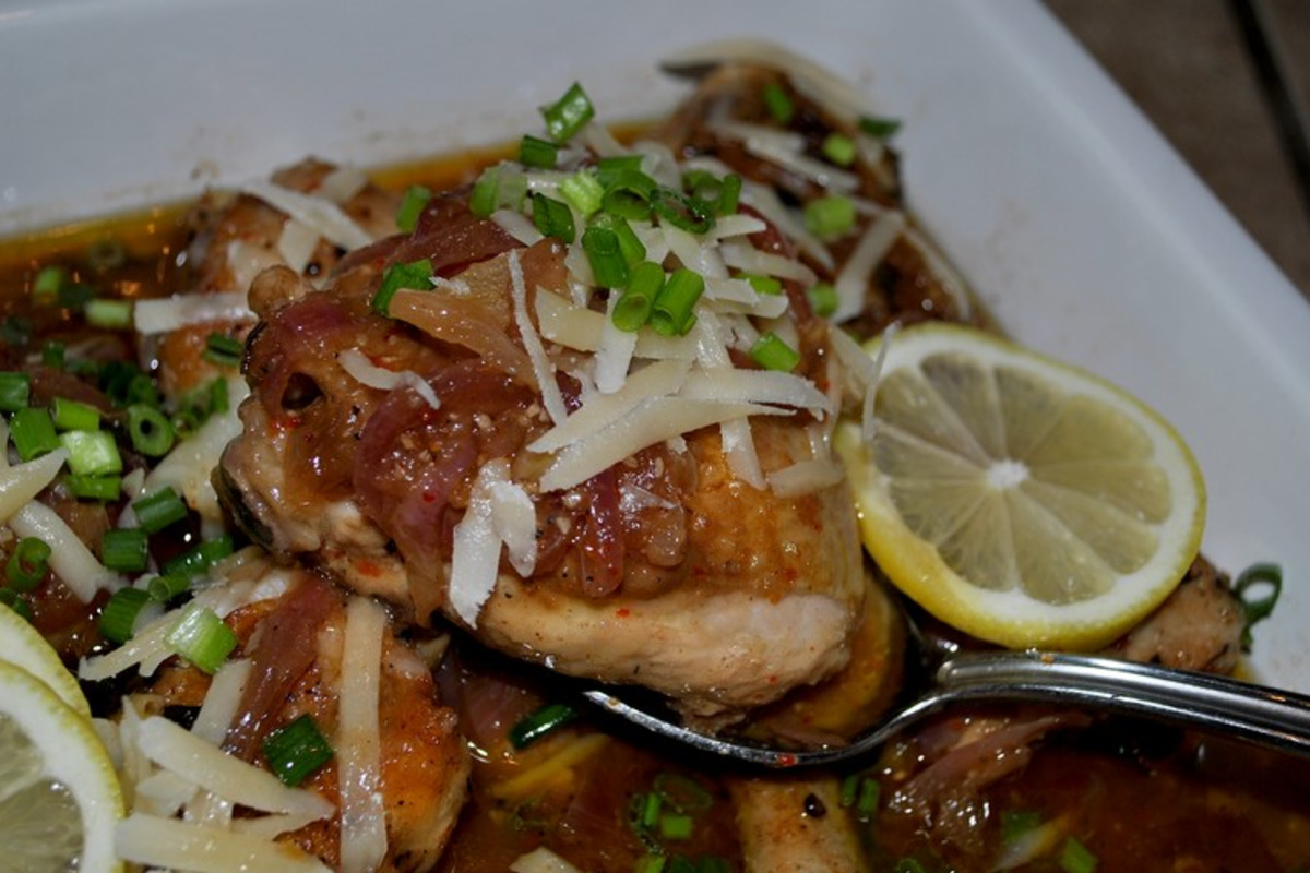 Aperol-Glazed Chicken Thighs with Lemon