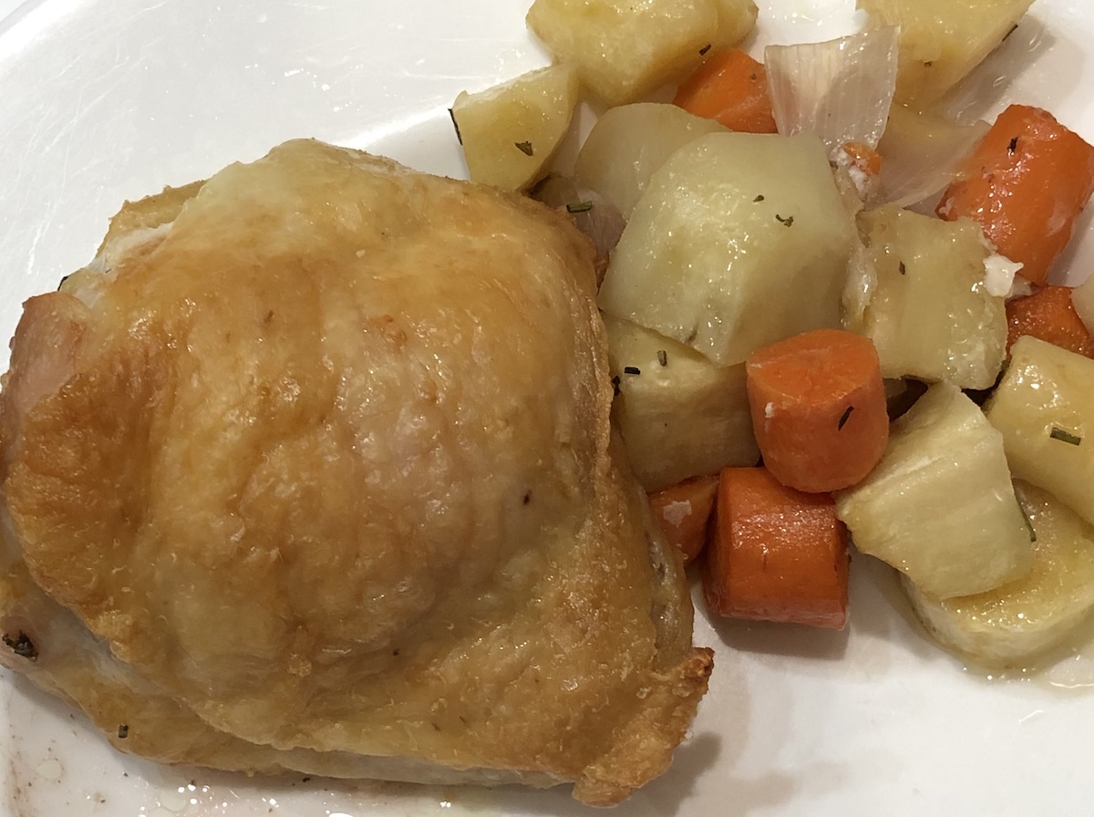Herb-Crusted Slow-Cooker Chicken Thighs with Root Vegetables