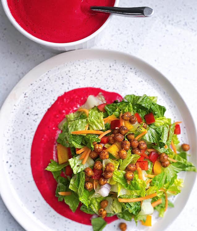 Meme-Style Rainbow Veggie Salad with Citrus Vinaigrette