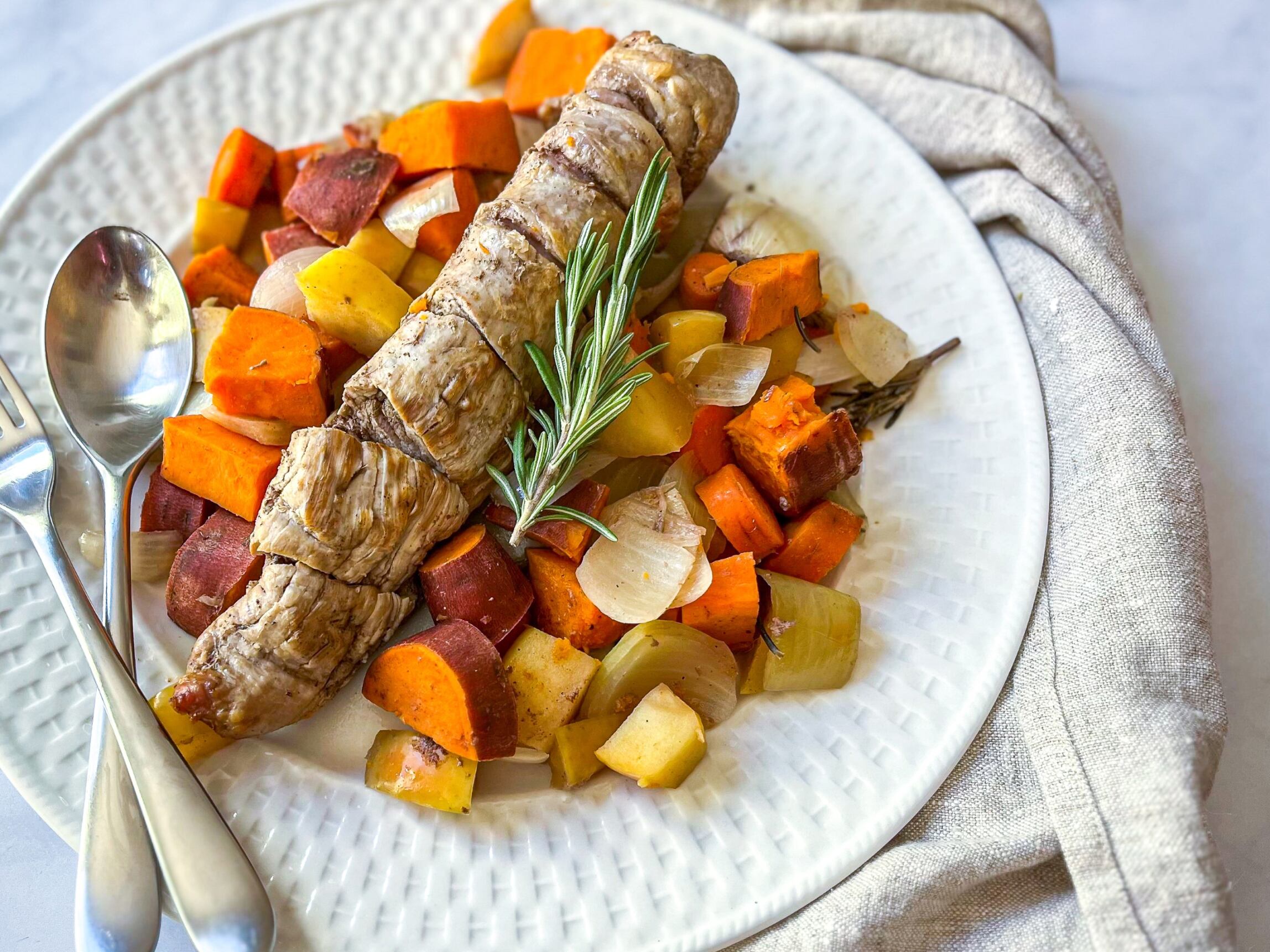 Slow-Cooker Honey-Glazed Pork Shoulder with Apple & Rosemary