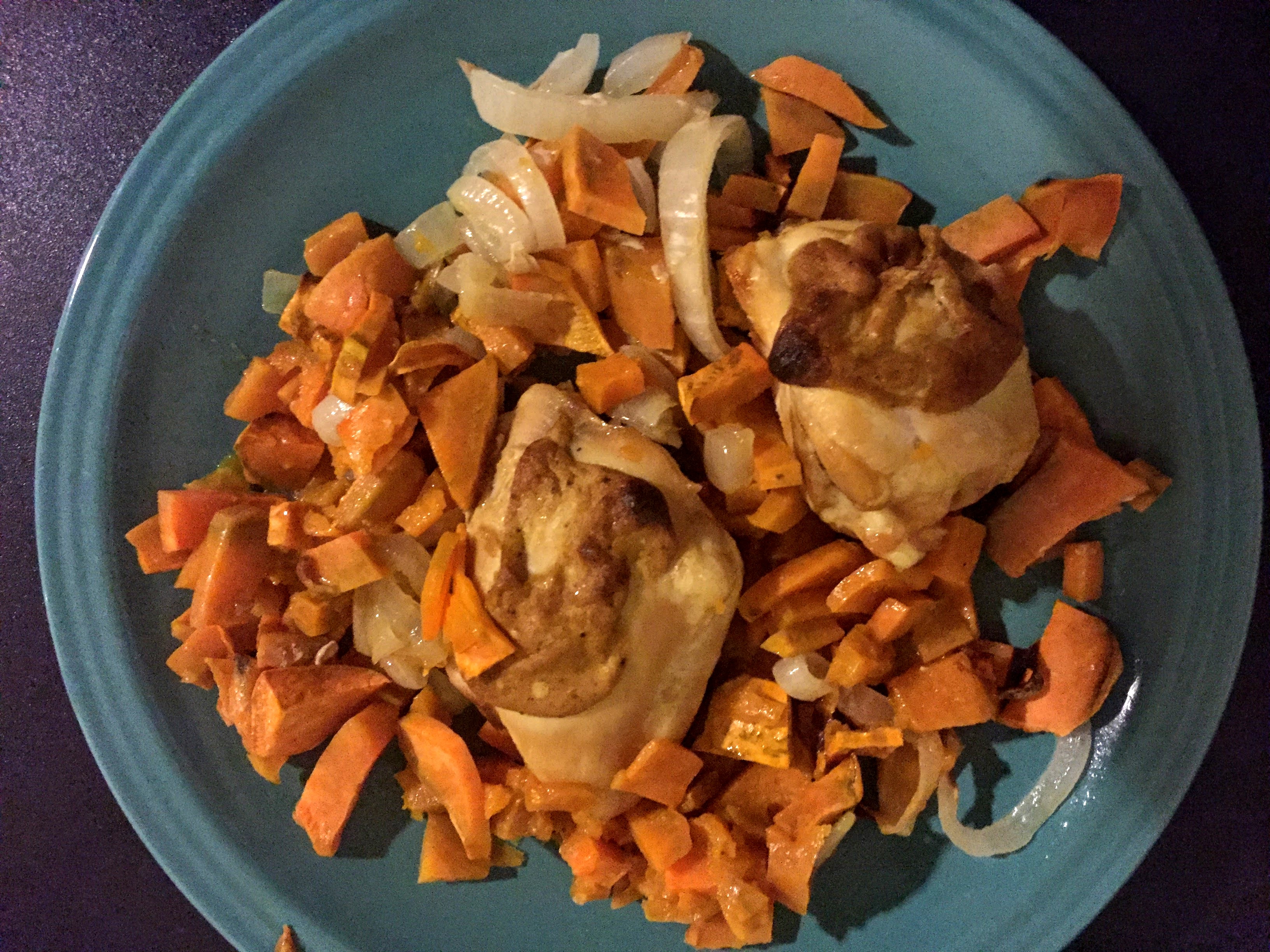 Honey-Mustard Chicken Thighs with Sweet Potatoes
