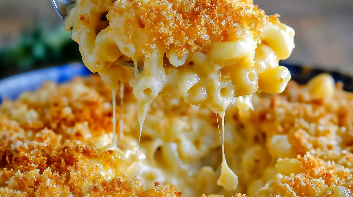 Three-Cheese Baked Mac with Crispy Herb Topping