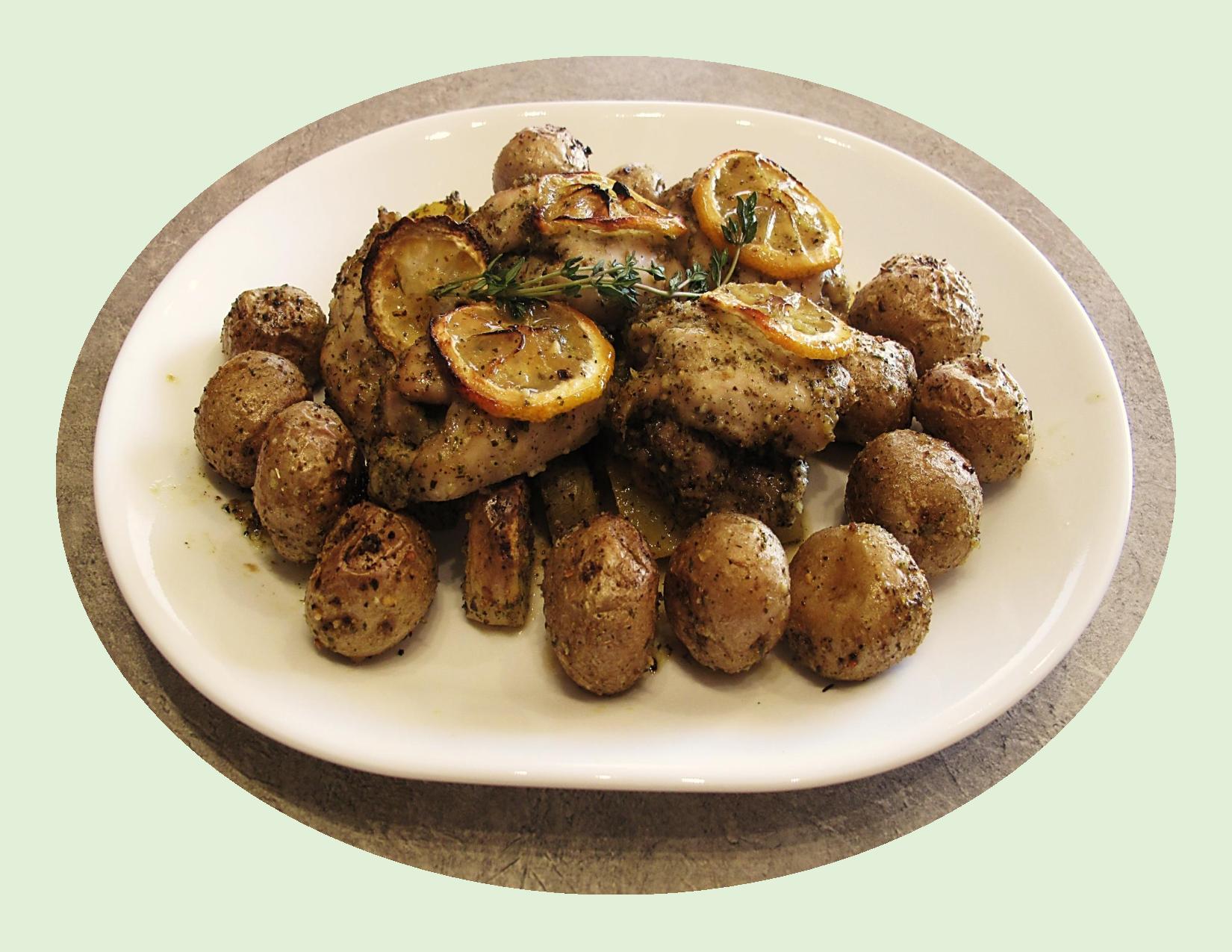 Lemon-Herb Chicken Thighs with Roasted Potatoes