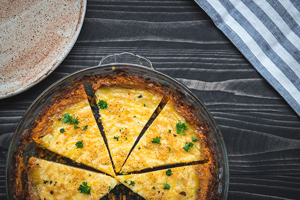 Savory Herb & Vegetable Frittata with Crispy Sweet Potato Crust