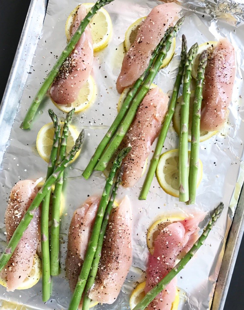 Lemon-Herb Sheet Pan Chicken with Asparagus & Cherry Tomatoes