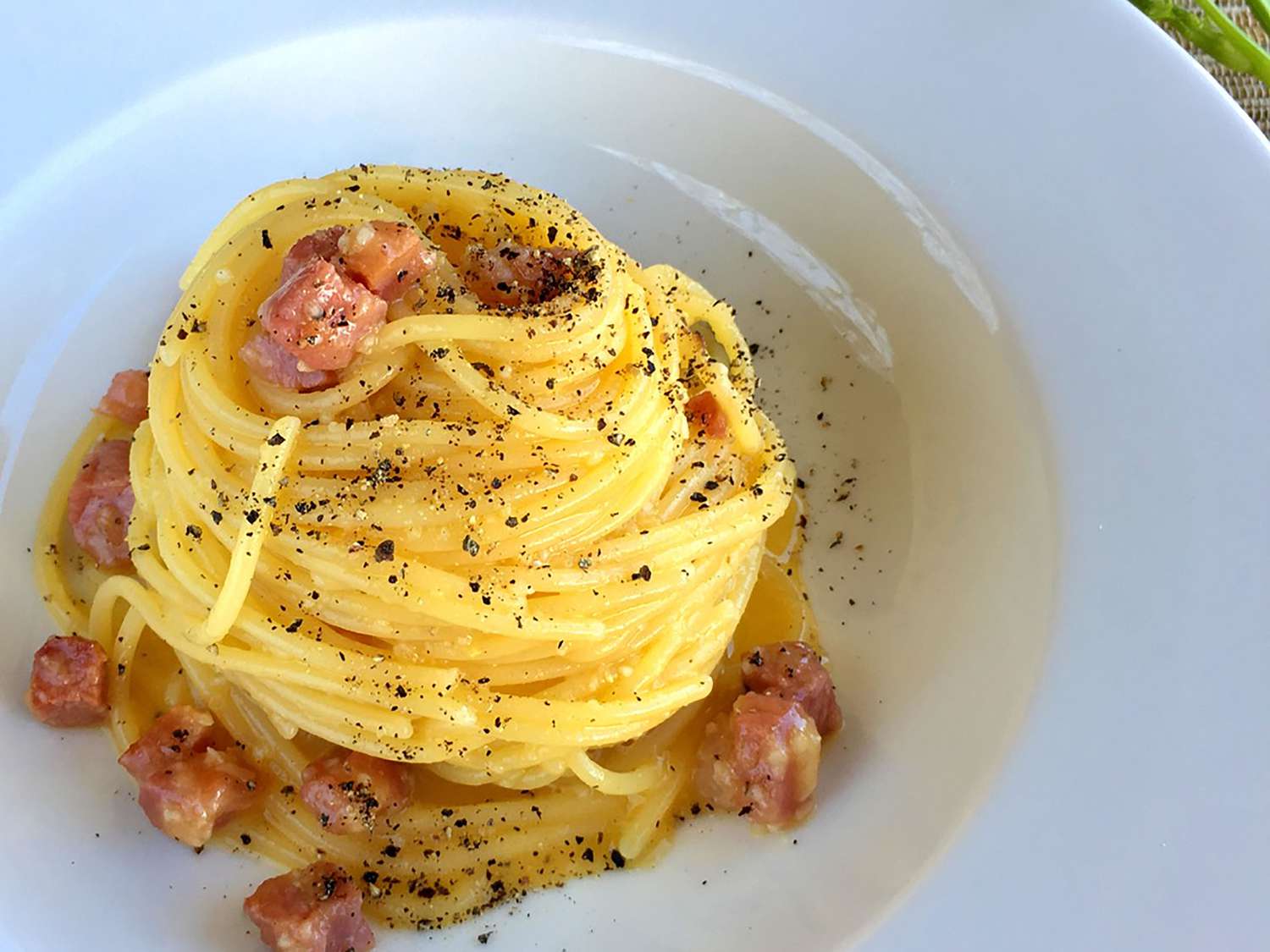 Traditional Pasta Carbonara with Guanciale and Pecorino