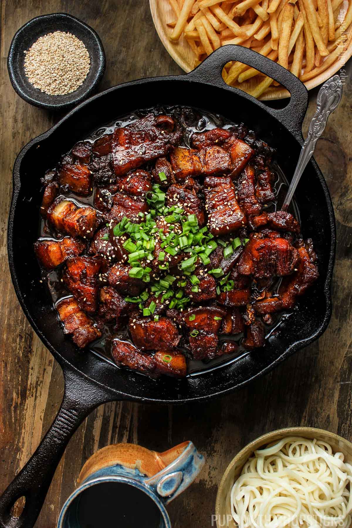 Authentically Brewed Beer-Braised Pork Belly with Apple