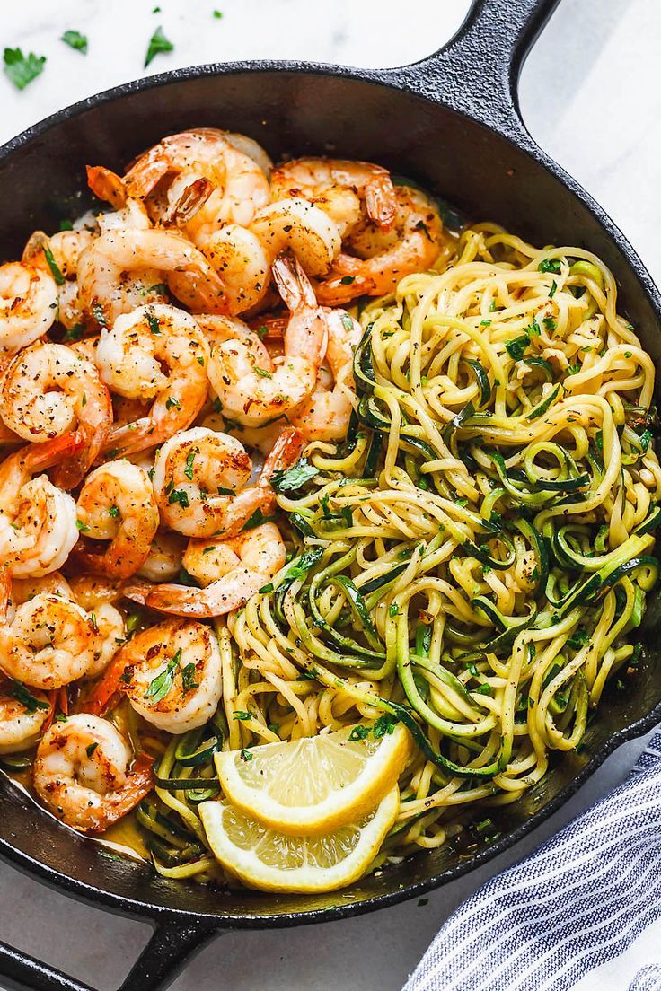 Garlic-Lemon Shrimp with Zucchini Noodles