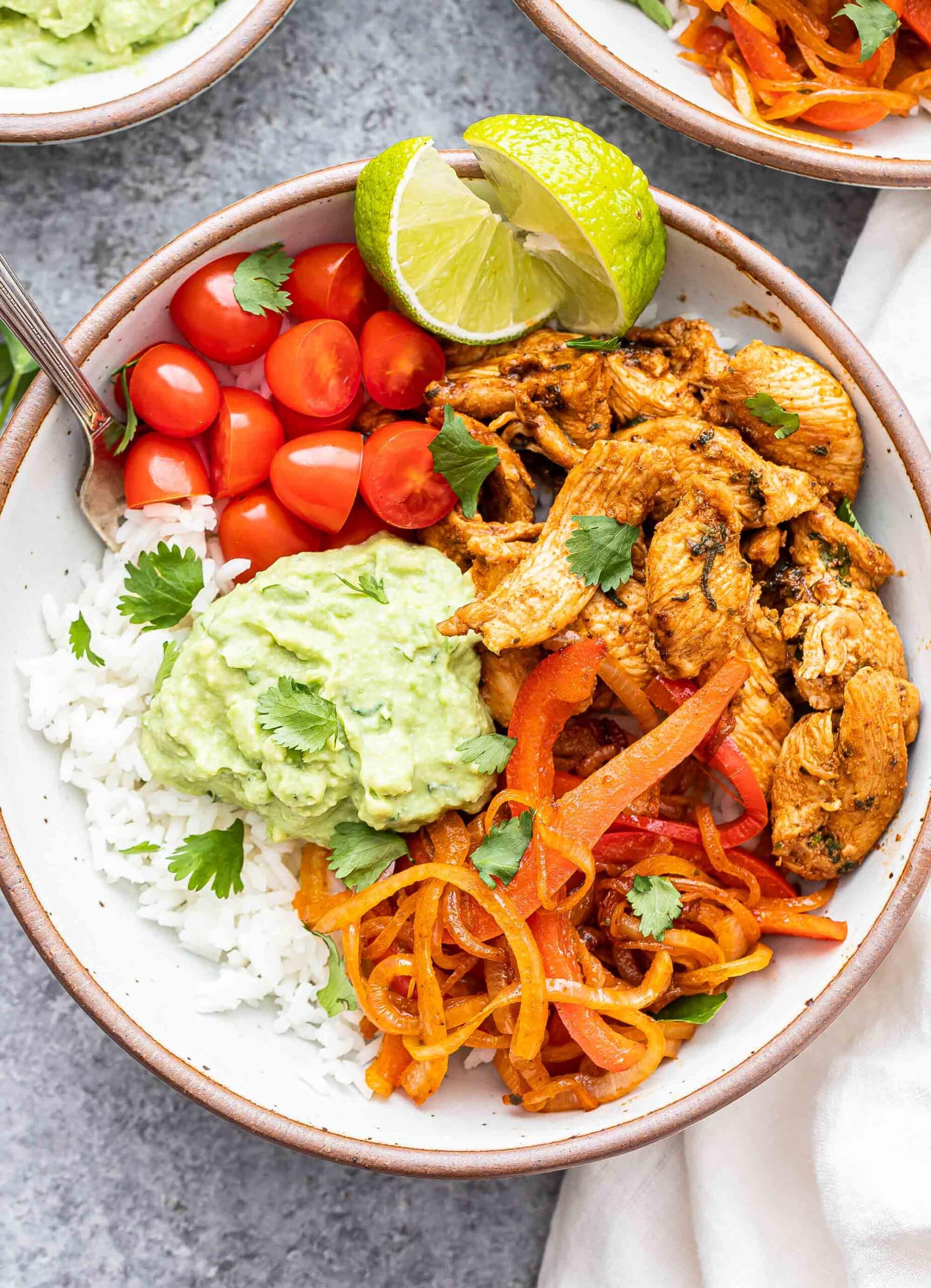 Crockpot Chicken Fajita Bowls with Avocado