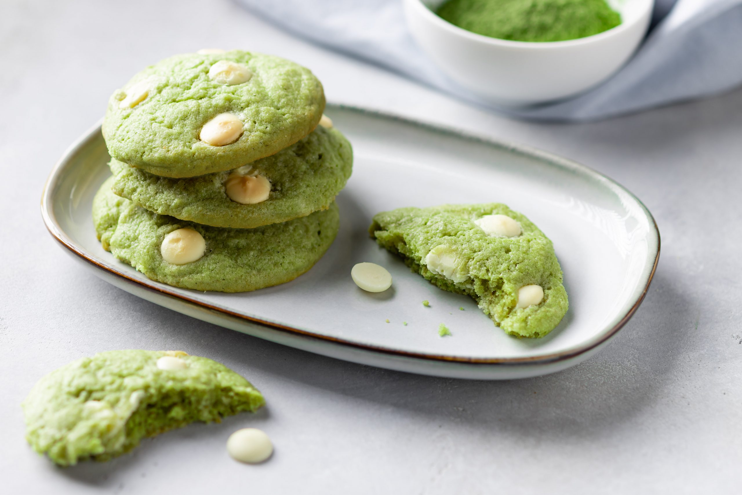 Authentic Matcha Tea Cookies with White Chocolate Drizzle