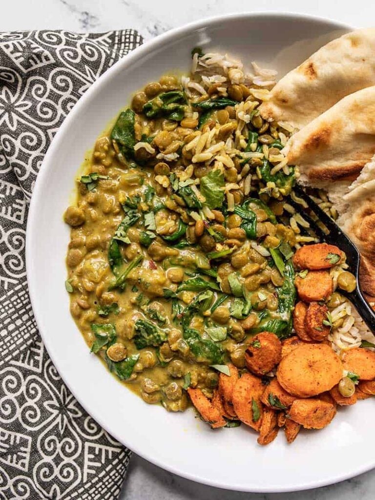 Turmeric Coconut Lentil Curry with Spinach