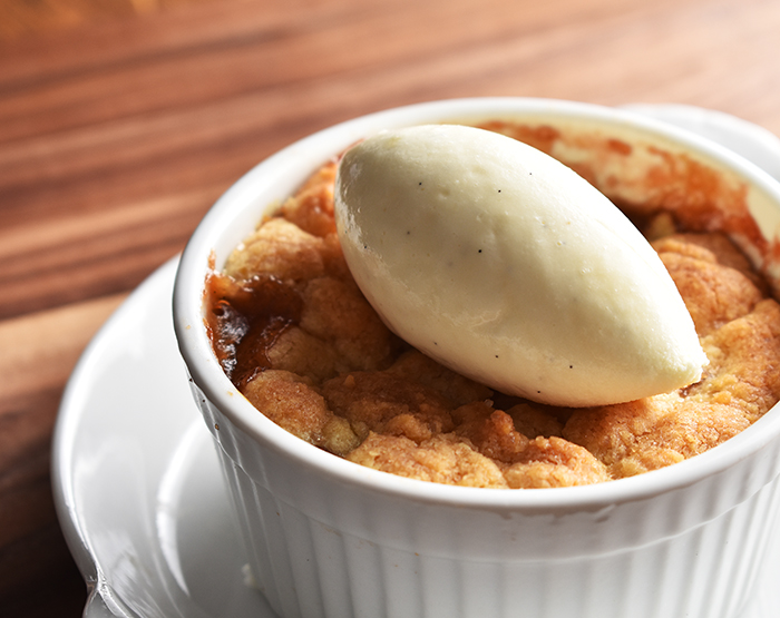Chattanooga Peach Cobbler with Vanilla Ice Cream