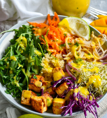 Spiced Tofu Bowls with Mango Salsa & Lime Crema