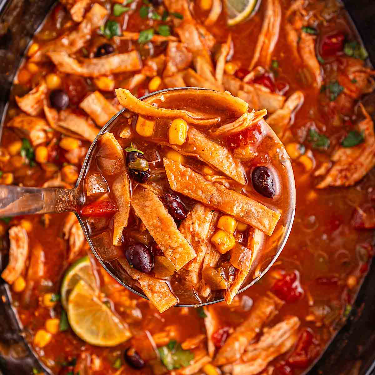 Whole30 Slow Cooker Chicken Tortilla Soup (Tortilla-Less)