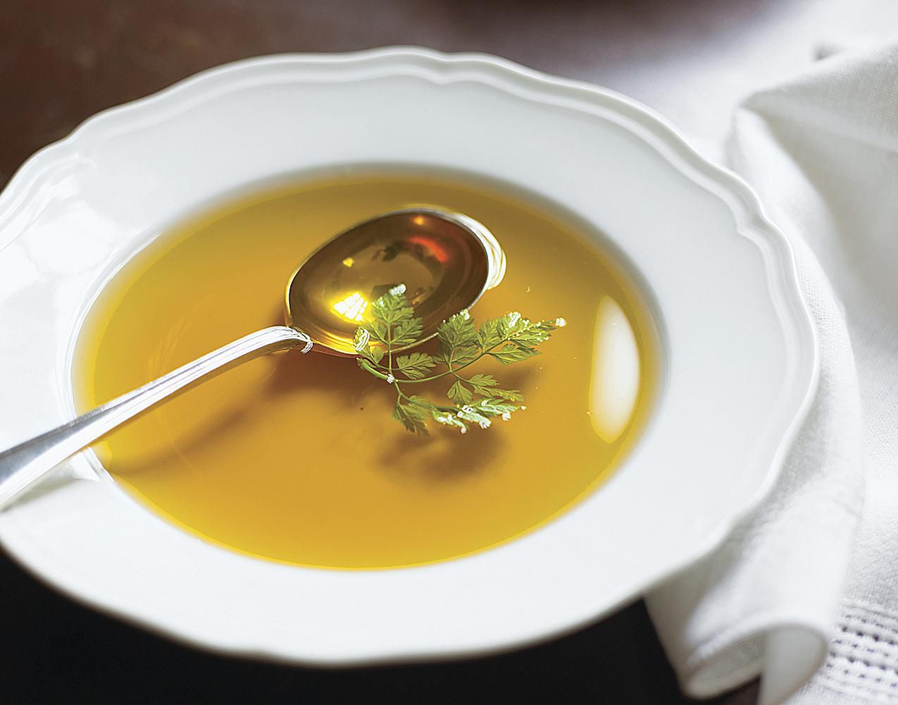 Placeholder Consommé with Crisp Vegetables