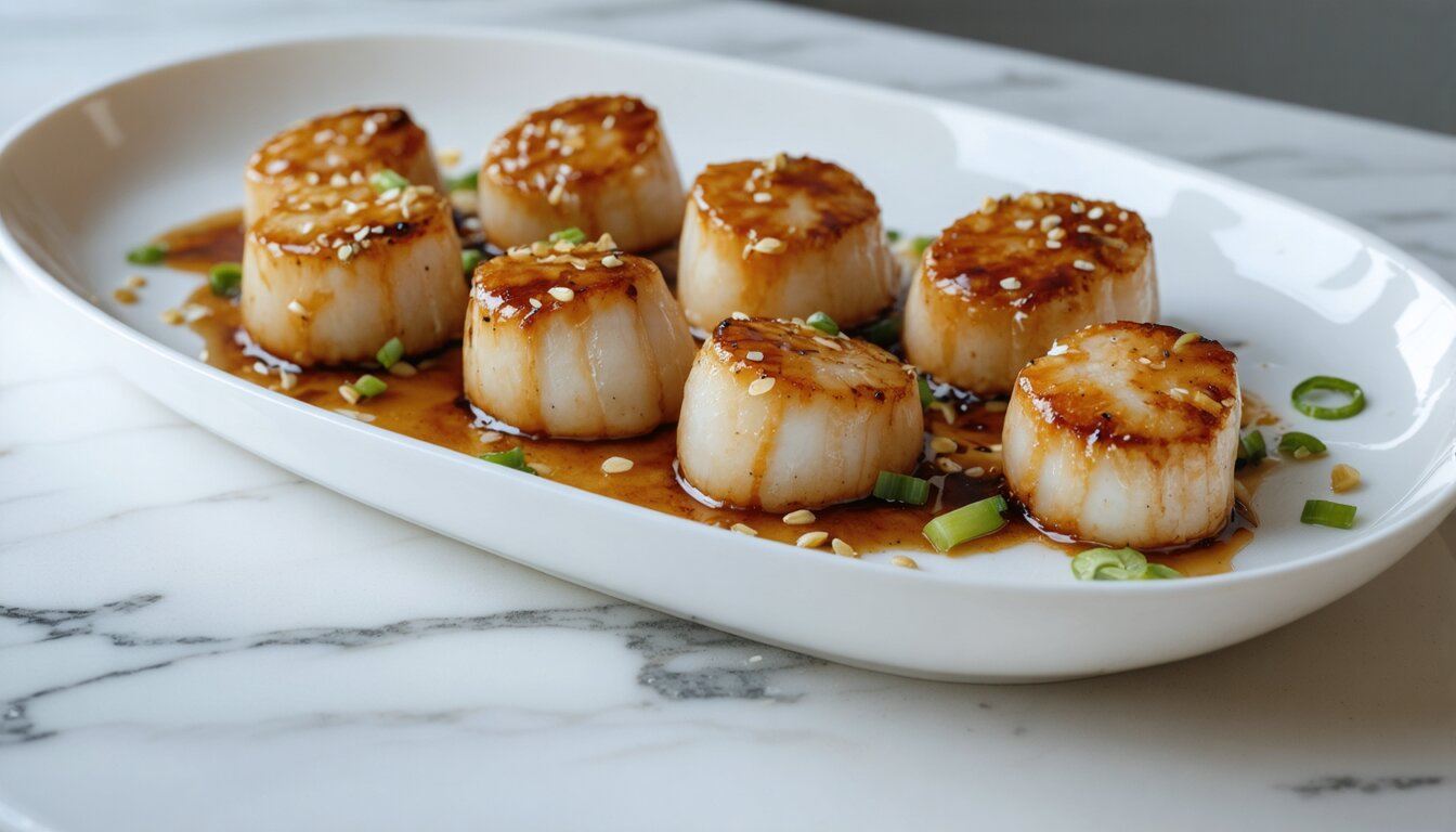 Slow-Simmered Miso-Glazed Scallops with Soba Noodles