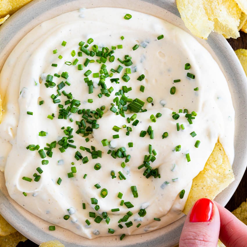 Sour Cream Onion Dip with Pickled Peppers