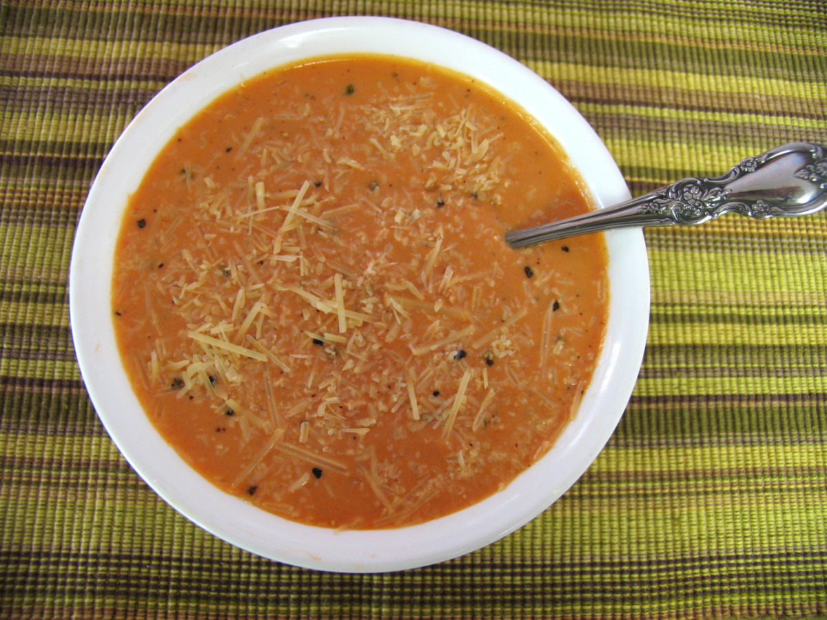 Tomato-Sour Cream Soup with Basil