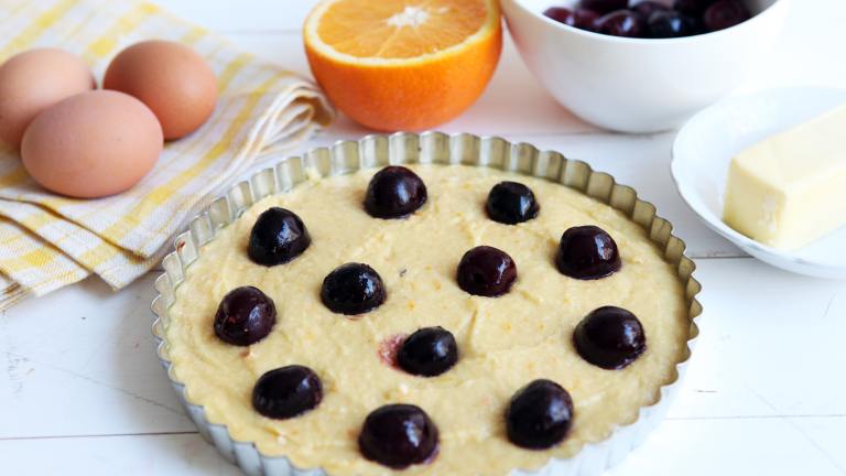 Sour Cherry Almond Tart with Lemon Glaze