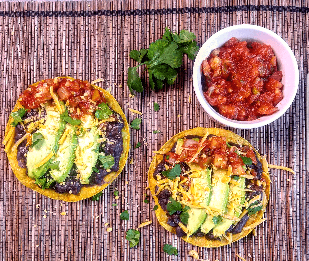 Crispy Chipotle Black Bean Tostadas with Avocado Crema