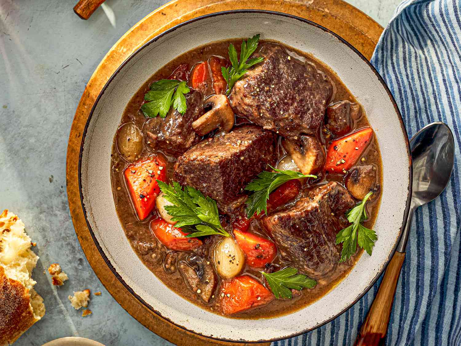 Bourguignon-Style Beef Stew with Red Wine