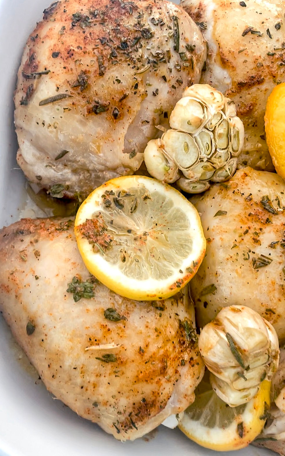 Crispy Lemon-Herb Chicken Thighs with Roasted Garlic Mashed Potatoes