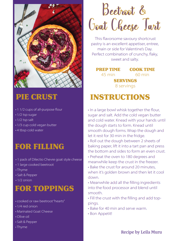 Cathedral of Light Beetroot & Goat Cheese Tart