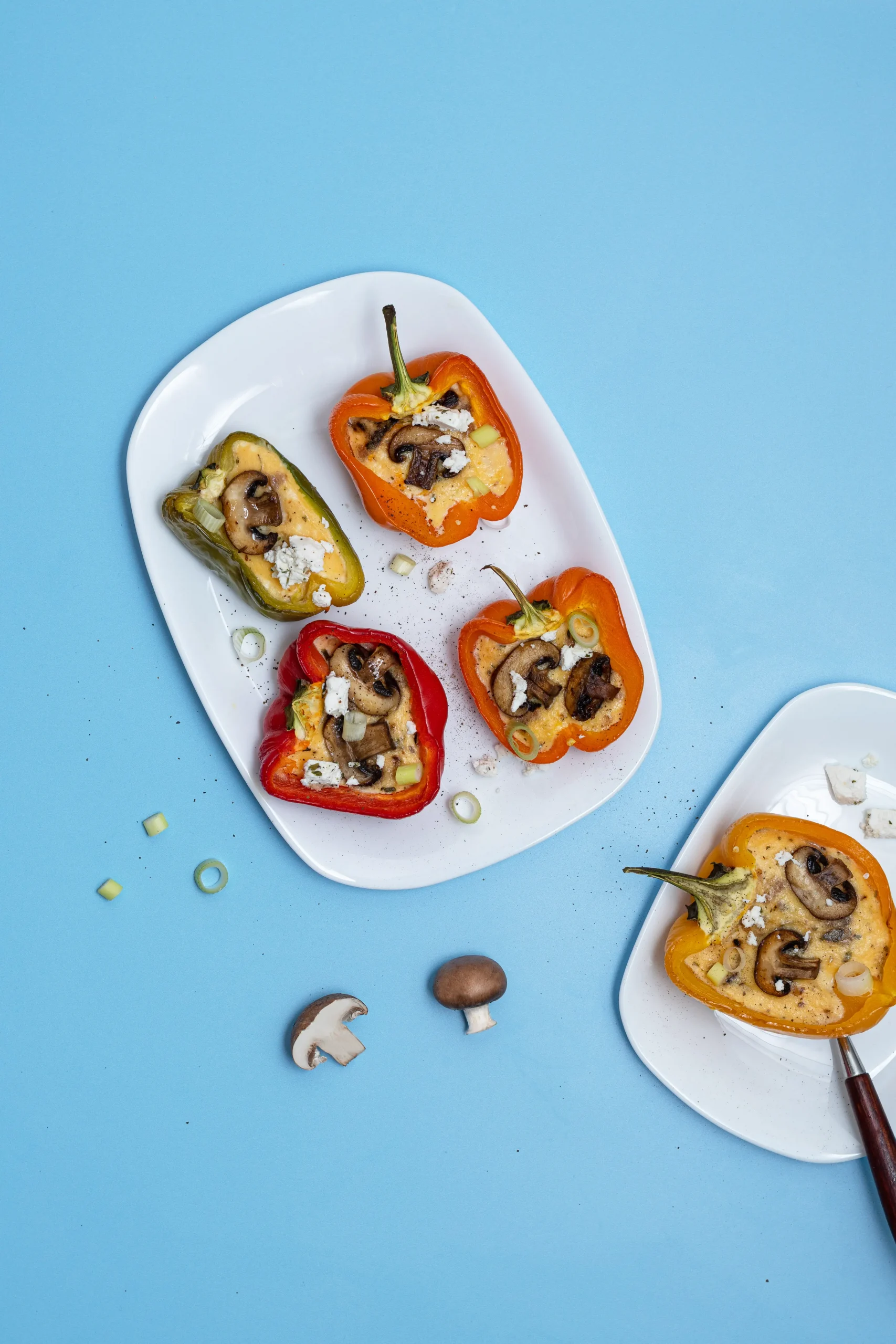 Mushroom & Cheese Stuffed Bell Peppers