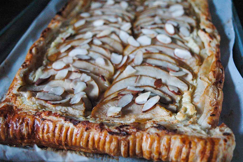 Golden Holiday Pear Tart with Honey Glaze