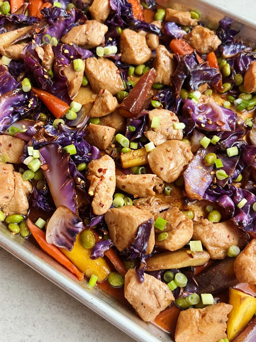 Honey-Sriracha Sheet Pan Chicken with Sweet Potatoes