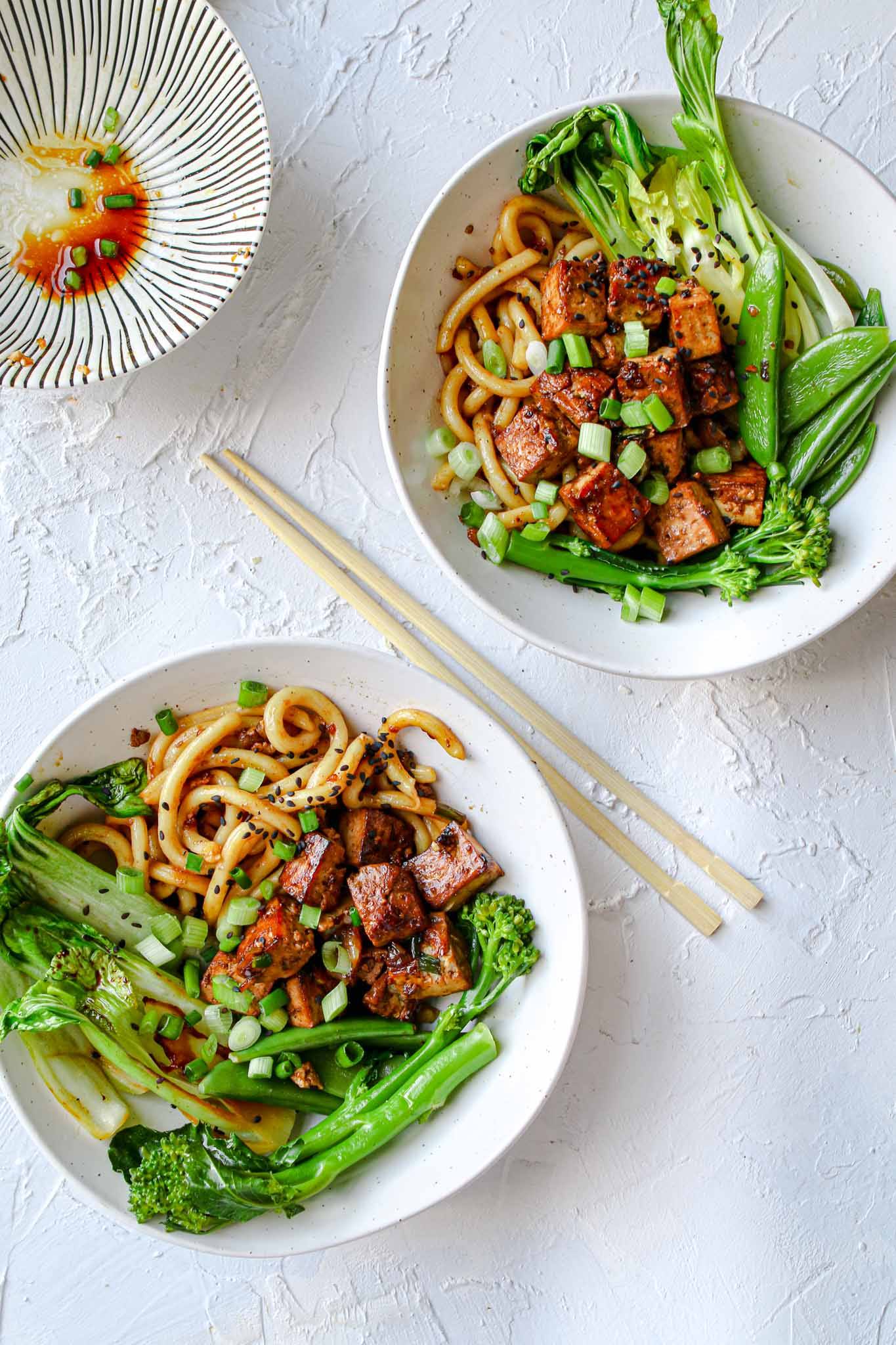 Sesame-Ginger Glazed Tofu and Vegetable Noodles