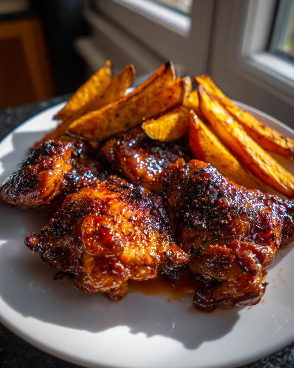 Honey-Sriracha Glazed Chicken Thighs with Lemon-Dill Veggies