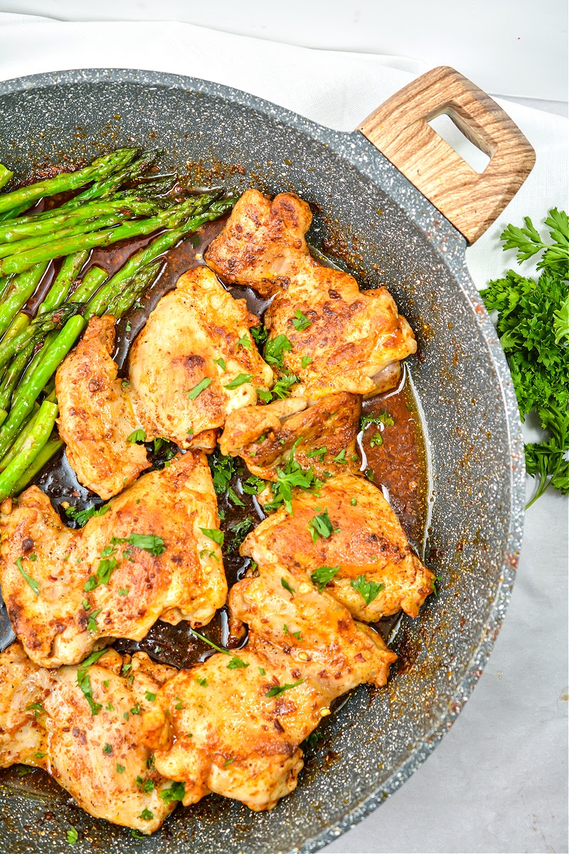 Crispy Keto Lemon-Herb Chicken Thighs with Garlic Butter