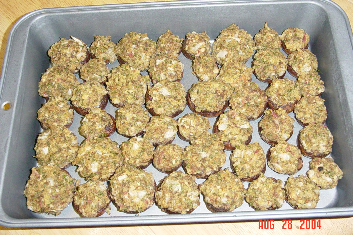 Herb-Stuffed Mushroom Caps with Panko Crust