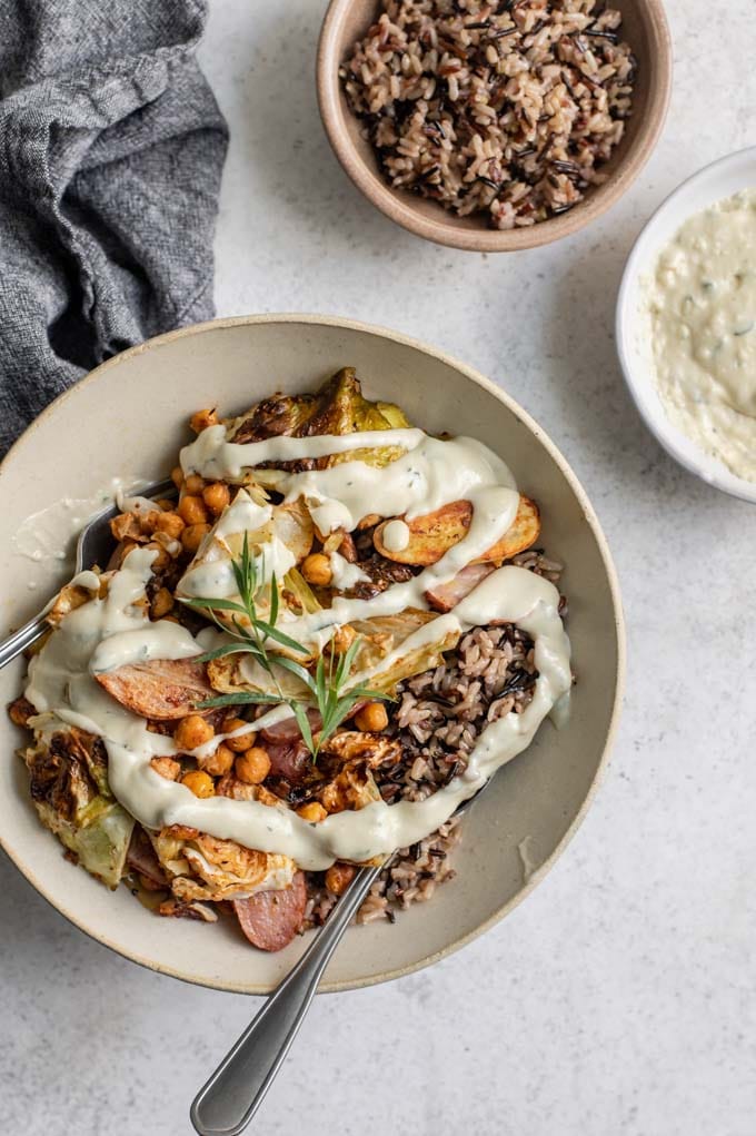 Cabbage & Potato Sheet Pan Dinner with Apple Cider Vinegar