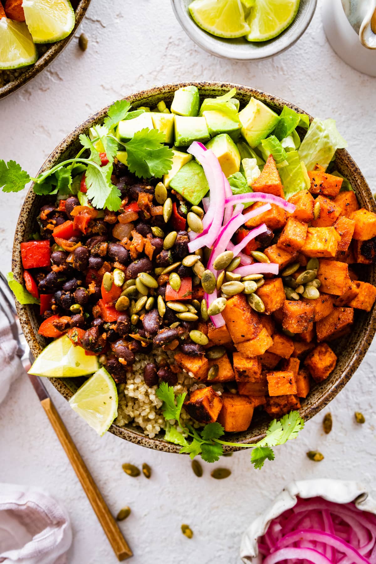 Southwest Sweet Potato and Black Bean Bowl with Avocado Crema