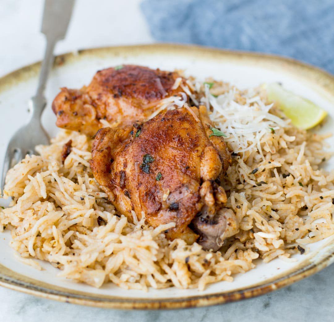 Crispy Honey-Glazed Chicken Thighs with Garlic Herb Rice