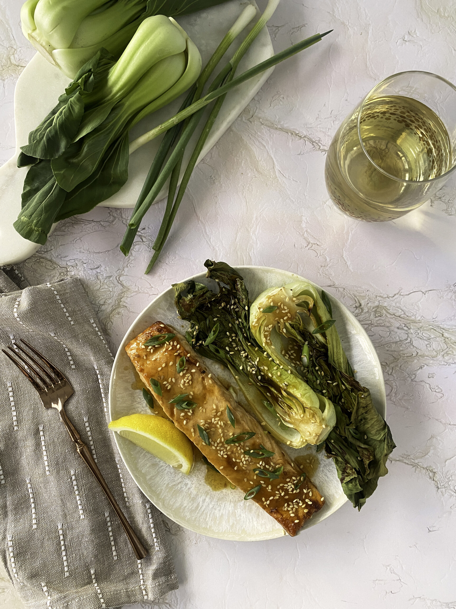 Crispy Sesame-Ginger Salmon with Bok Choy & Ginger Rice