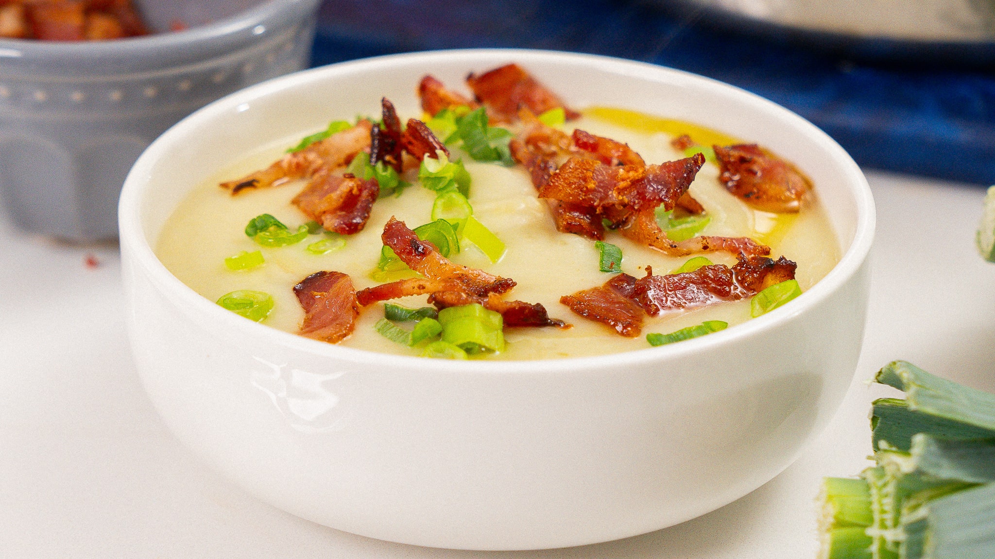 Cozy Potato & Leek Soup with Chive Crisps