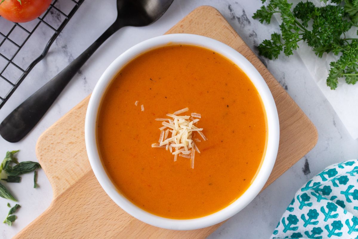 Garden Center Herb-Infused Tomato Soup with Fresh Thyme