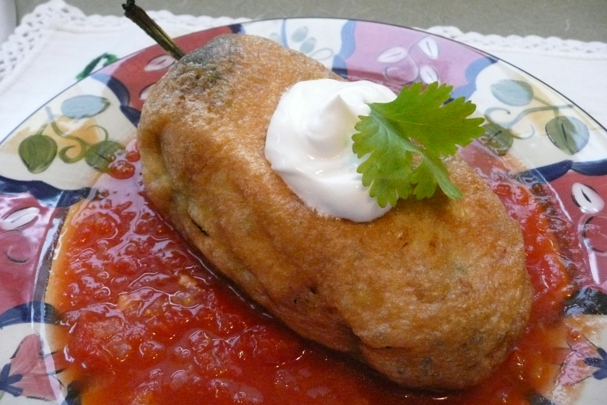 Poblano Chiles Rellenos with Tomato Sauce