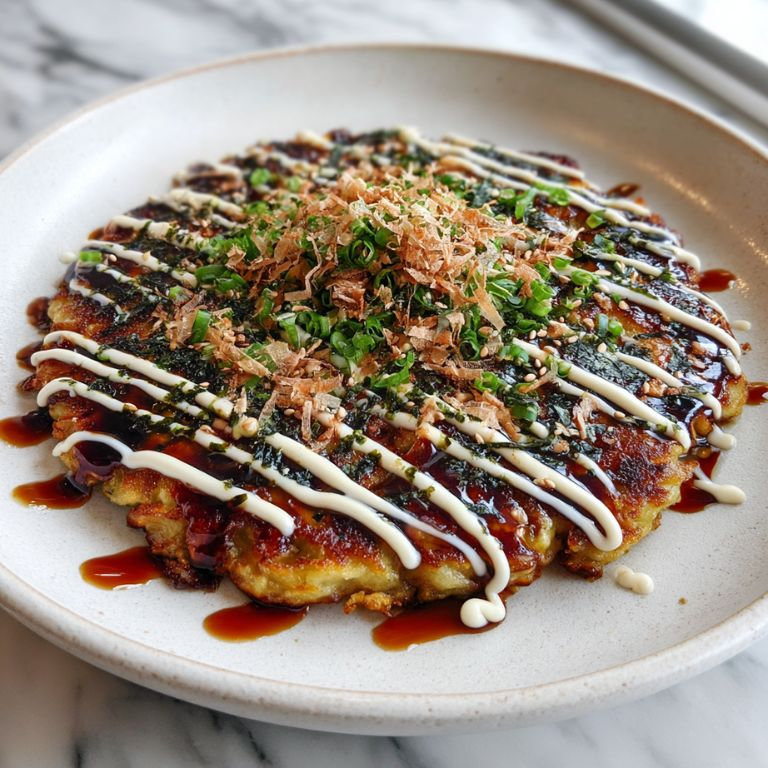 Osaka-Style Okonomiyaki with Dashi Batter