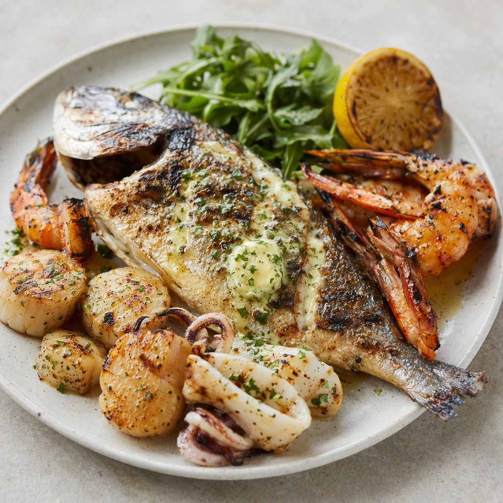 Best of the Sea Grilled Fish with Herb Butter