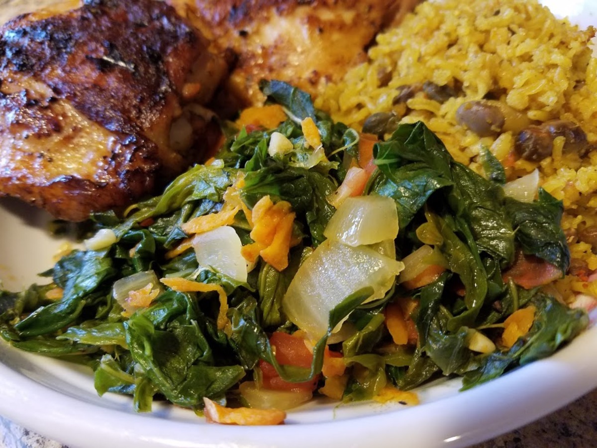 Barbadian Coconut Chicken with Callaloo