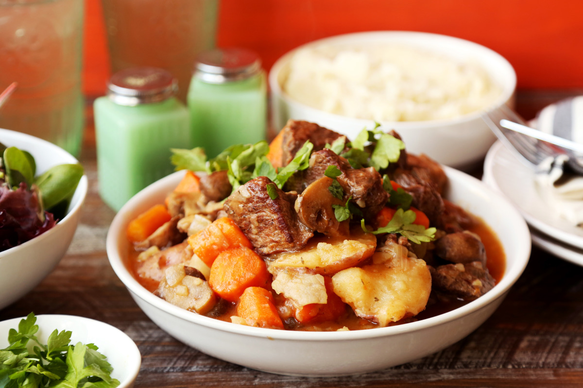 Gold Rush Beef Stew with Wild Mushrooms