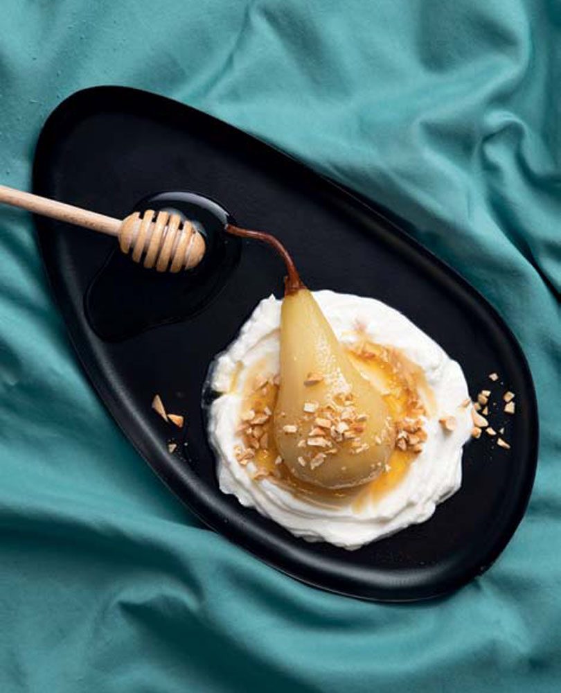Honey-Lavender Poached Pears