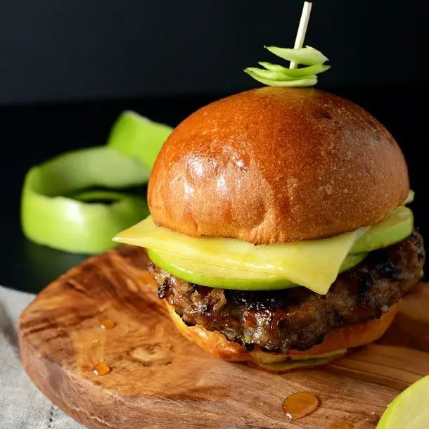Smoky Maple-Glazed Pork Burgers with Apple Slaw