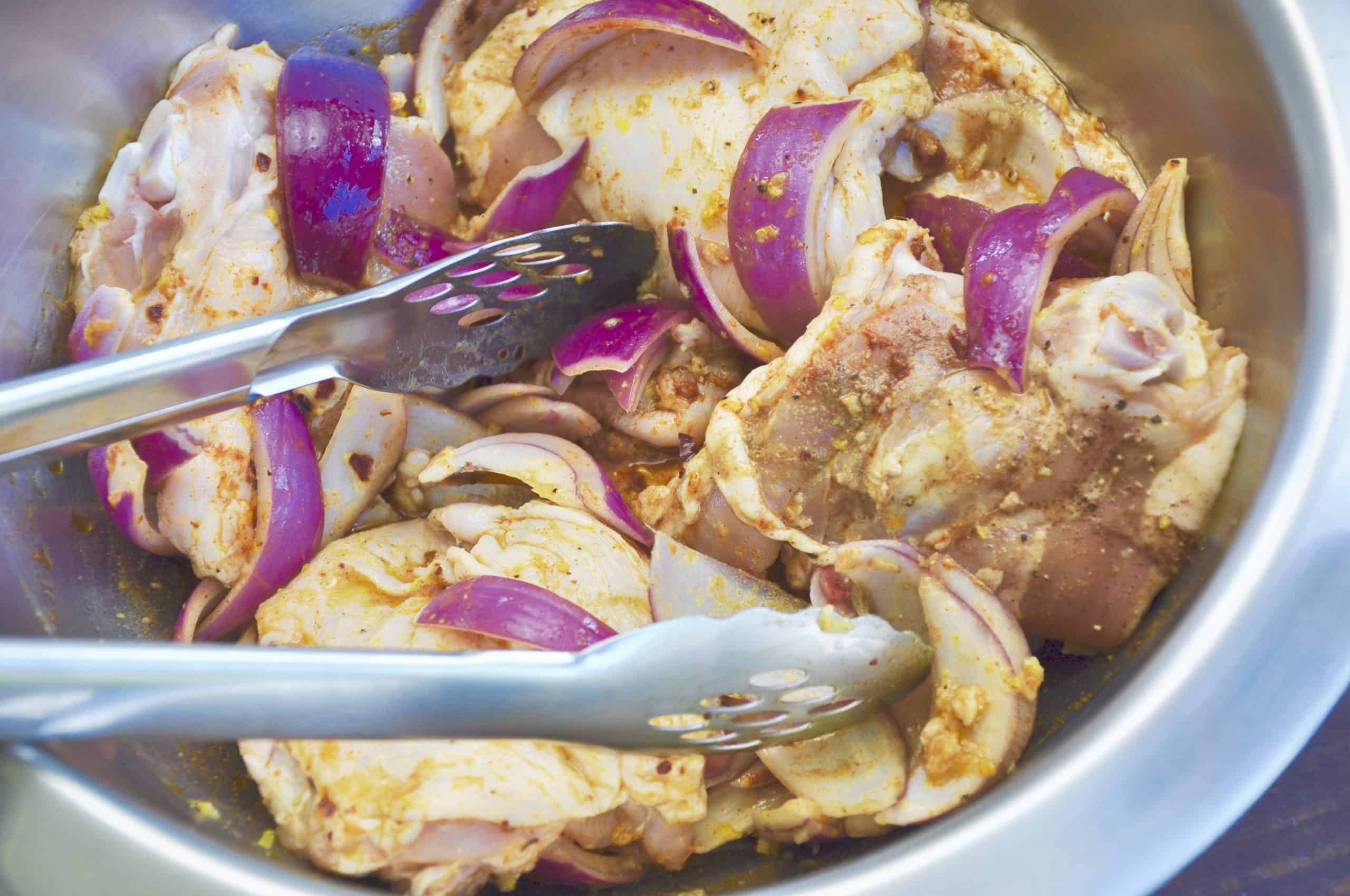 Pomegranate-Glazed Chicken Shawarma with Pickled Onions