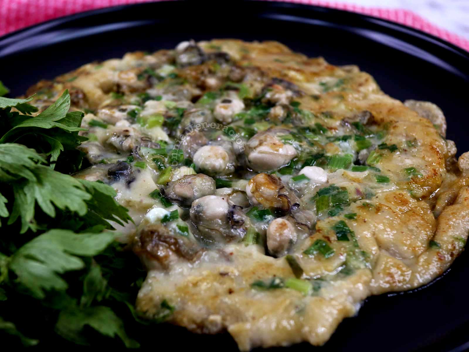 Oyster Omelet with Tofu and Chili Sauce