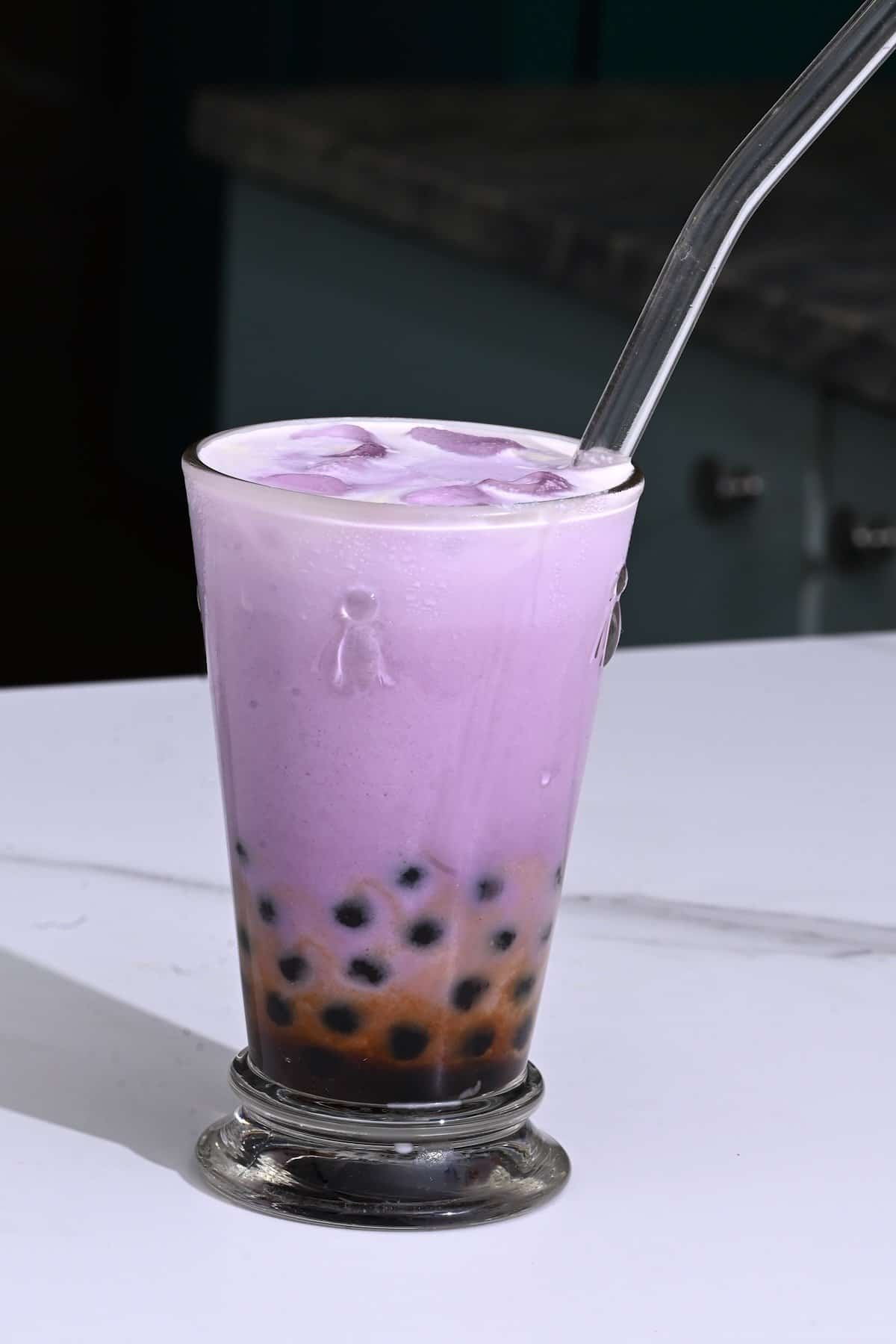 Taro Bubble Tea with Brown Sugar Syrup
